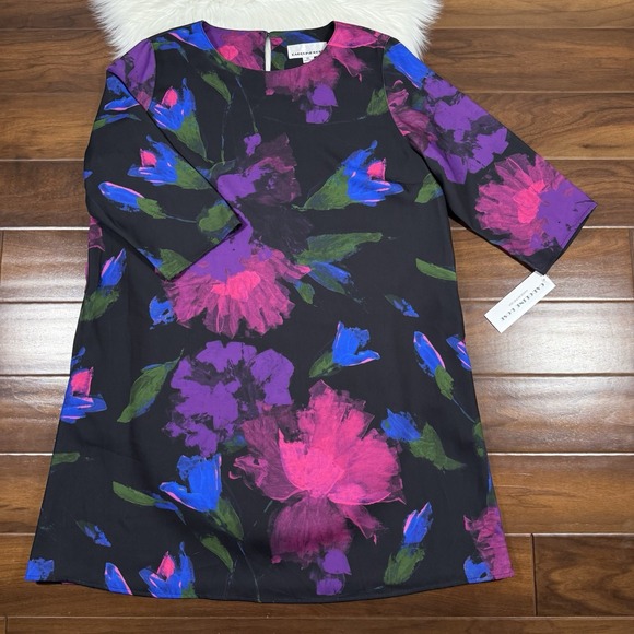 Caroline Rose Women's Size XL Abstract Floral Pocket Mini Shift Dress $458 - Picture 1 of 11